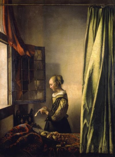 開いているウィンドウで手紙を読んでいる女の子 作： Jan Vermeer van Delft