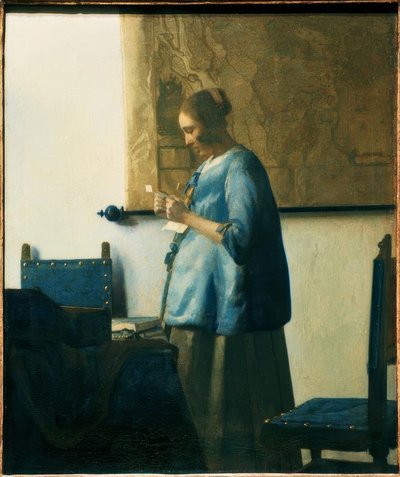 青のレターリーダー 作： Jan Vermeer van Delft