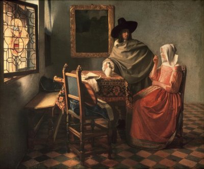 紳士とワインをめぐる女性 作： Jan Vermeer van Delft