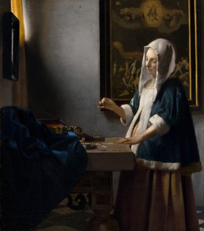 天秤を持つ女性、1664年頃 作： Johannes Vermeer