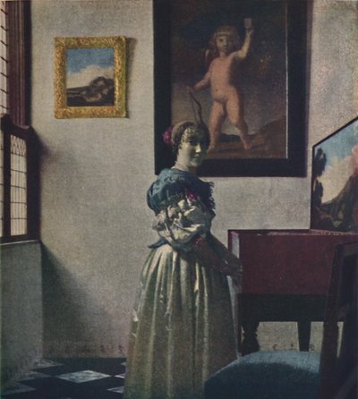 ヴァージナルズに立っている女性、c1670-1672、c1950。 作： Jan Vermeer van Delft