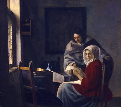 少女は彼女の音楽を中断したc。 1660 作： Jan Vermeer van Delft