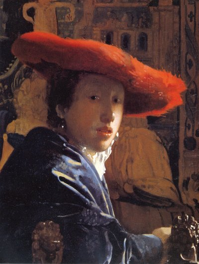 赤い帽子の少女、1665年頃 作： Jan Vermeer van Delft