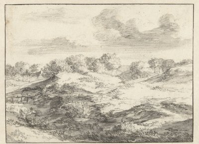 遠くにコテージがある砂丘の風景 作： Jan Vermeer van Haarlem (I) (attributed to)