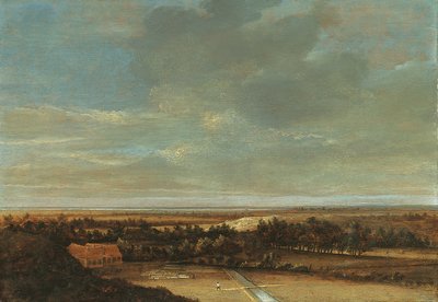 農家と漂白場がある広大な砂丘の風景 作： Jan Vermeer van Haarlem