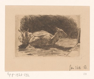2頭のヤギ 作： Jan Veth (signed by artist)