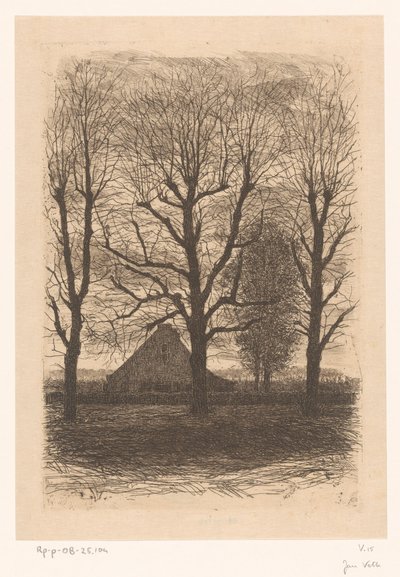 背の高い木々の間の農場、Ewijkhoeve 作： Jan Veth