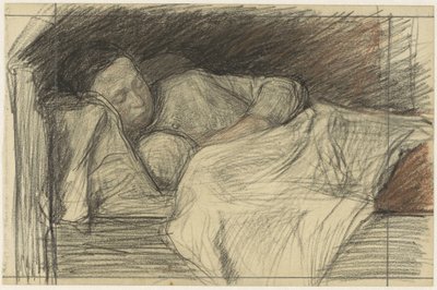 子供と一緒にベッドで母 作： Jan Veth