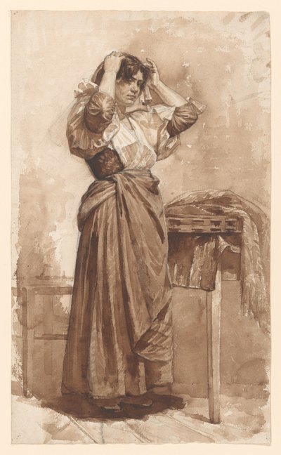 トイレを作る若い女性 作： Jan Veth