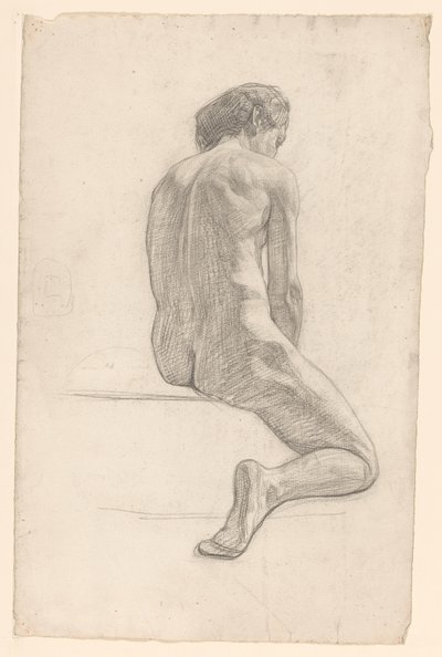 後ろから見た座っている女性のヌード 作： Jan Veth