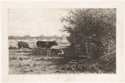 牧草地の牛 作： Johannes Martinus Vrolijk
