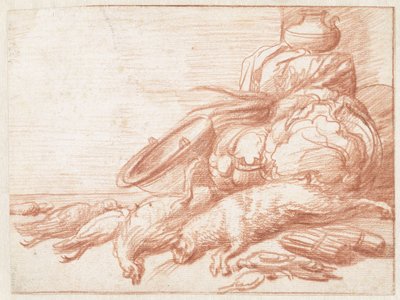 ウサギとニワトリのある静物 作： Jan Weenix (possibly)