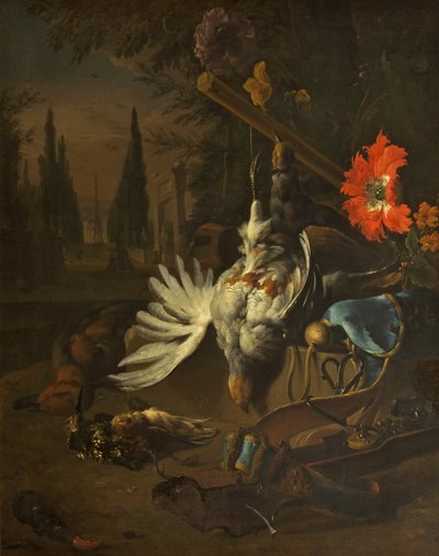 静物、おそらく1691年（キャンバスに油彩） 作： Jan Baptist Weenix