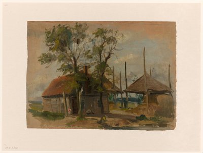 干し草の山が 2 つある農家 作： Jan Weissenbruch