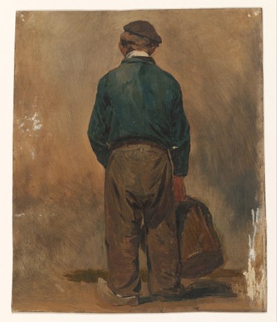 後ろから見たカゴを持った漁師 作： Jan Weissenbruch