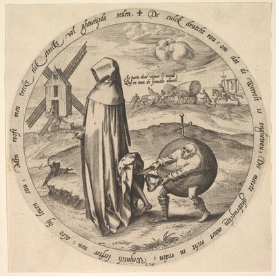 世界に奪われた人間不信、12 のフランダースの箴言から。 1568年。 作： Jan Wierix