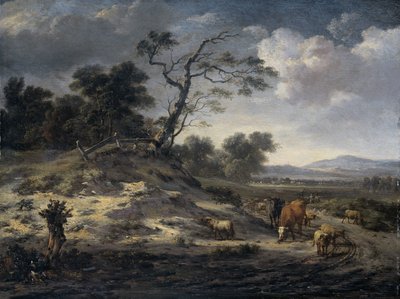 田舎道に牛がいる風景 作： Jan Wijnants