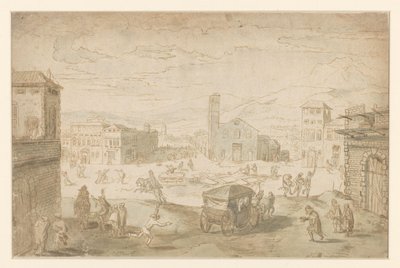 2 月: イタリアの広場でのざんげ節のシーン 作： Jan Wildens