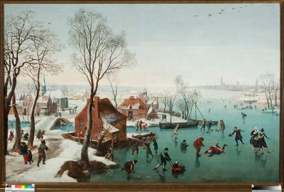 12月、氷結した湖の上のスケーターたち ヤン・ウィルデンス（1586-1653）の絵画 作： Jan Wildens