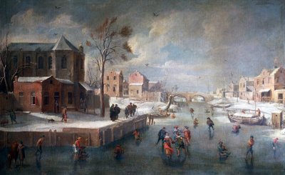 教会のある冬景色 ヤン・ウィルデンス（1586-1653）作 油彩・キャンバス 作： Jan Wildens