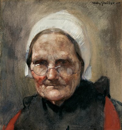 Katwijkse Visvrouw、またはKatwijkの魚の妻（紙に水彩、ガッシュ、鉛筆） 作： Jan Willem Sluiter