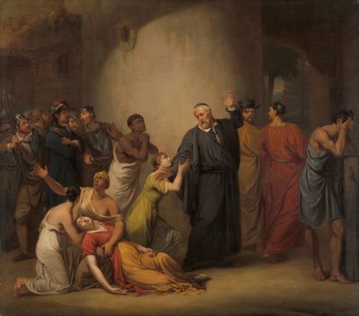 台湾でのハンブルック牧師の自発的な犠牲、1662 作： Jan Willem Pieneman