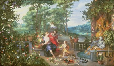 庭の植物とニンフ 作： Jan and Balen, Hendrik van Brueghel