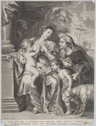 エリザベスと幼いバプテスマの聖ヨハネと聖家族、幼子キリストを授ける聖母、c.1635-42 作： Jan Witdoek