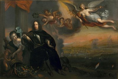 1667年にチャタムでの勝利の扇動者としてのコルネリスデウィット（1623-1672）の寓意 作： Jan de Baen