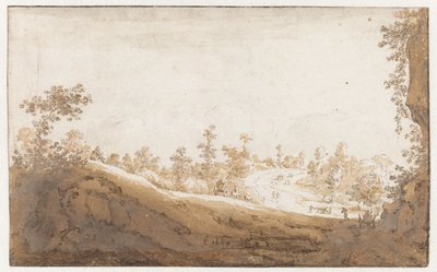 ブリュッセル郊外のカートのある丘陵の風景 作： Jan de Bisschop