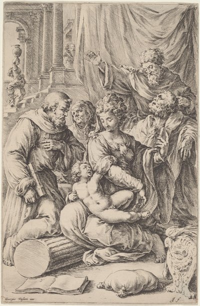 聖人と聖家族 作： Jan de Bisschop, after Giorgio Vasari
