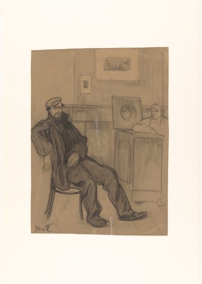 椅子に座る男 作： Jan de Waardt (signed by artist)