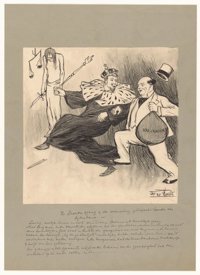 酩酊の権威と過信した金の力が屍の舞を舞う (タイトルオンオブジェクト) 作： Jan de Waardt (signed by artist)