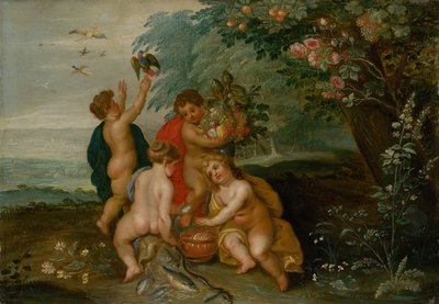 4つの要素の寓話：水、空気、地球、火、c。 1610年。 作： Jan the Elder Brueghel