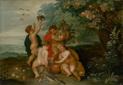 4つの要素の寓話、c.1610（木の油） 作： Jan the Elder Brueghel