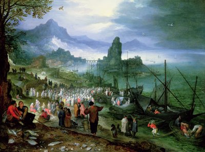 ガリラヤ湖で宣べ伝えるキリスト 作： Jan the Elder Brueghel