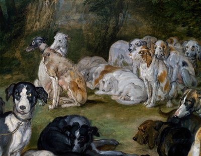 犬、「ダイアナとニンフ」の詳細、「出発点」より 作： Jan the Elder Brueghel