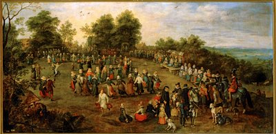 大公の前で踊る民俗舞踊...（キャンバスに描かれた絵） 作： Jan the Elder Brueghel