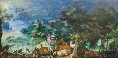 動物の創造のある風景 作： Jan the Elder Brueghel