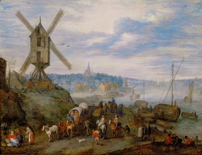風車のある港... 作： Jan the Elder Brueghel