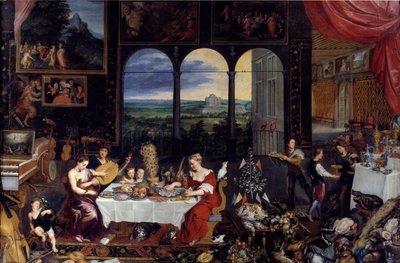 味覚、聴覚、触覚、1618 作： Jan the Elder Brueghel