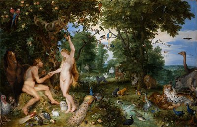 エデンの園、人の堕落、c。 1615年。 作： Jan the Elder Brueghel