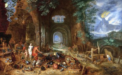 バルカンのフォージでのヴィーナス、1606-23（オークパネルに油彩） 作： Jan the Elder Brueghel