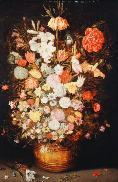木製の桶の中の花の静物、1630年代 作： Jan Brueghel the Younger