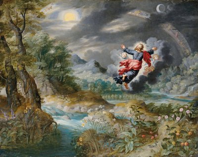 Firmamentで太陽、月、星を創造する神、1650年頃 作： Jan Brueghel the Younger