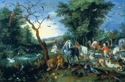 ノアの箱舟への動物の侵入（パネルに油彩） 作： Jan the Younger Brueghel