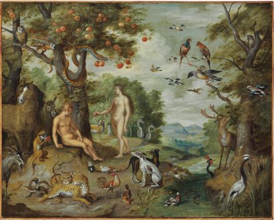 アダムとイブの物語からのアダムの誘惑 作： Jan Brueghel the Younger