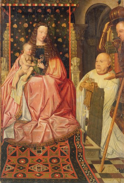 聖ジョージとキャノン・ファン・デル・パエレに即位した聖母子、1436年頃 作： Jan van (after) Eyck