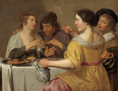 プレッツェルを食べる人。 1630-40 作： Jan van Bijlert