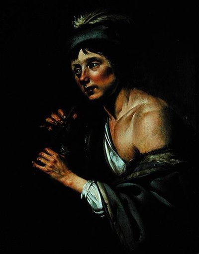笛を吹く羊飼い（油彩・パネル） 作： Jan van Bijlert or Bylert